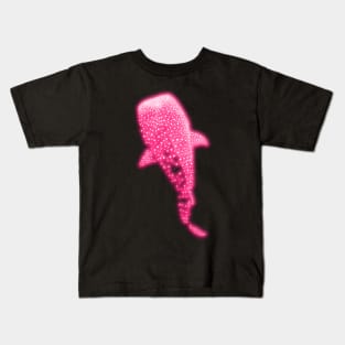 Glowing Pink Neon Whale Shark Optical illusion Kids T-Shirt